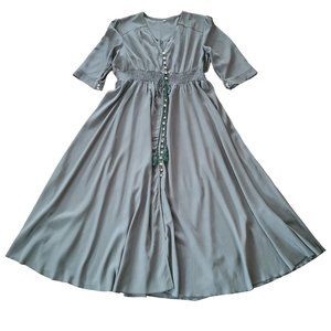 Maxi Dress Size XXL Fit-and Flare Button Front Olive Green